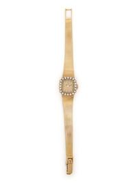 OMEGA, 14 KARAT YELLOW GOLD AND DIAMOND WATCH