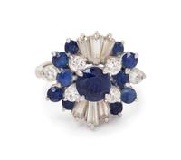 A Platinum, Sapphire and Diamond Ring,