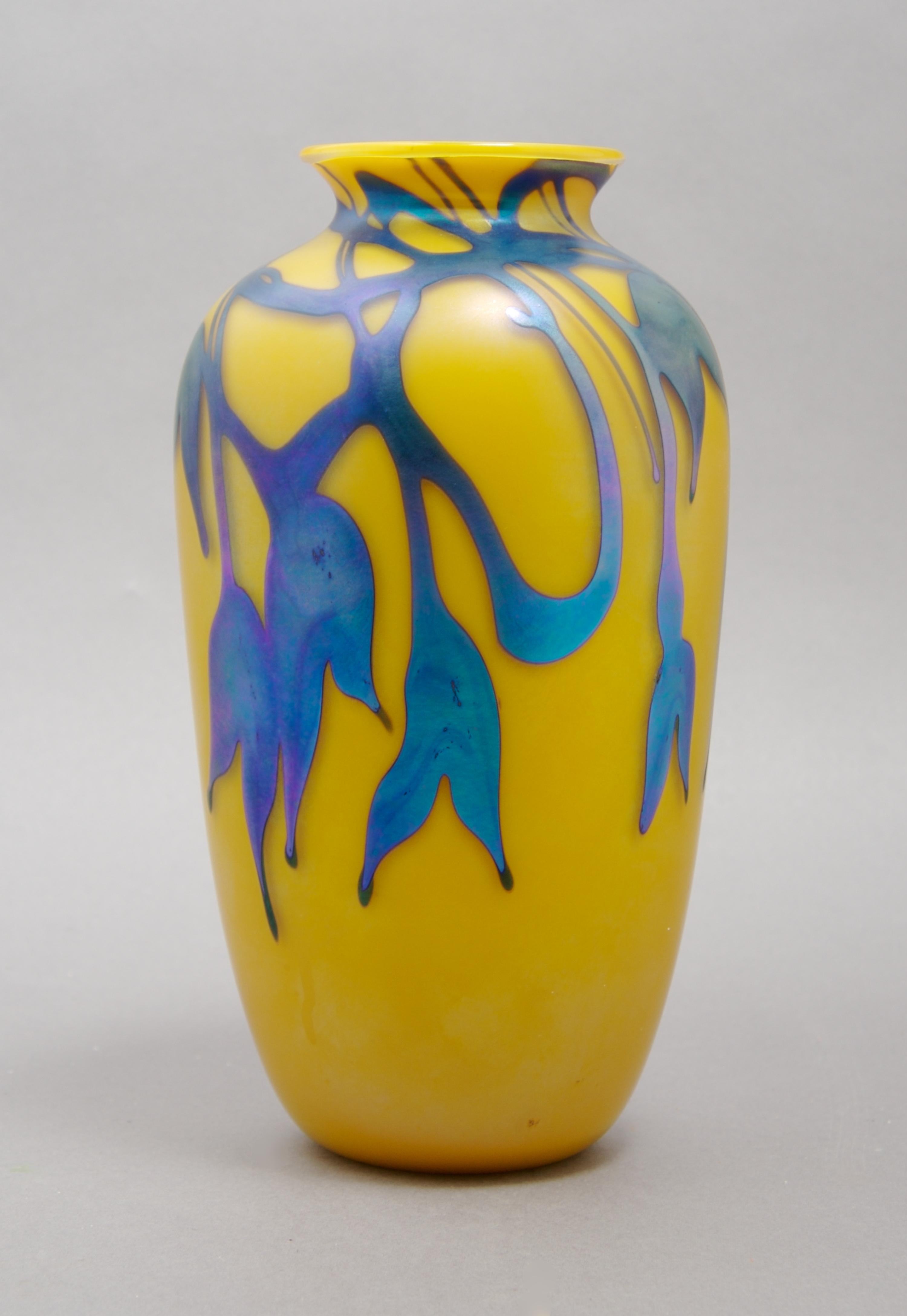 A Charles Lotton Glass Vase, Height 8 inches.