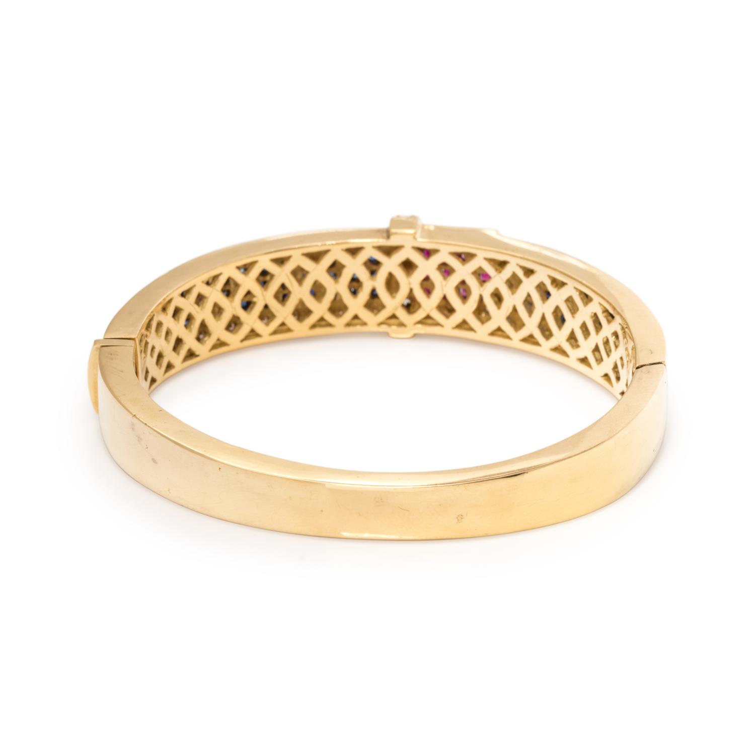 SAPPHIRE, RUBY AND DIAMOND BANGLE BRACELET