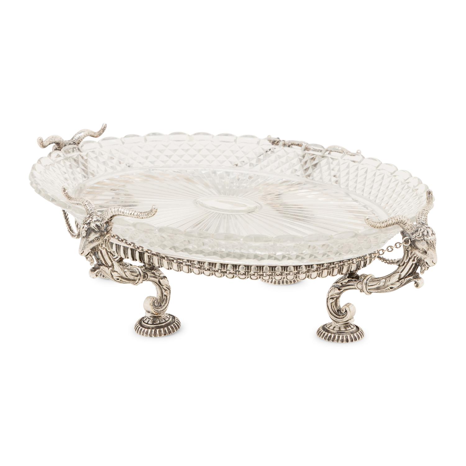 A Baccarat Silvered Bronze Mounted Molded Glass Centerpiece Bowl