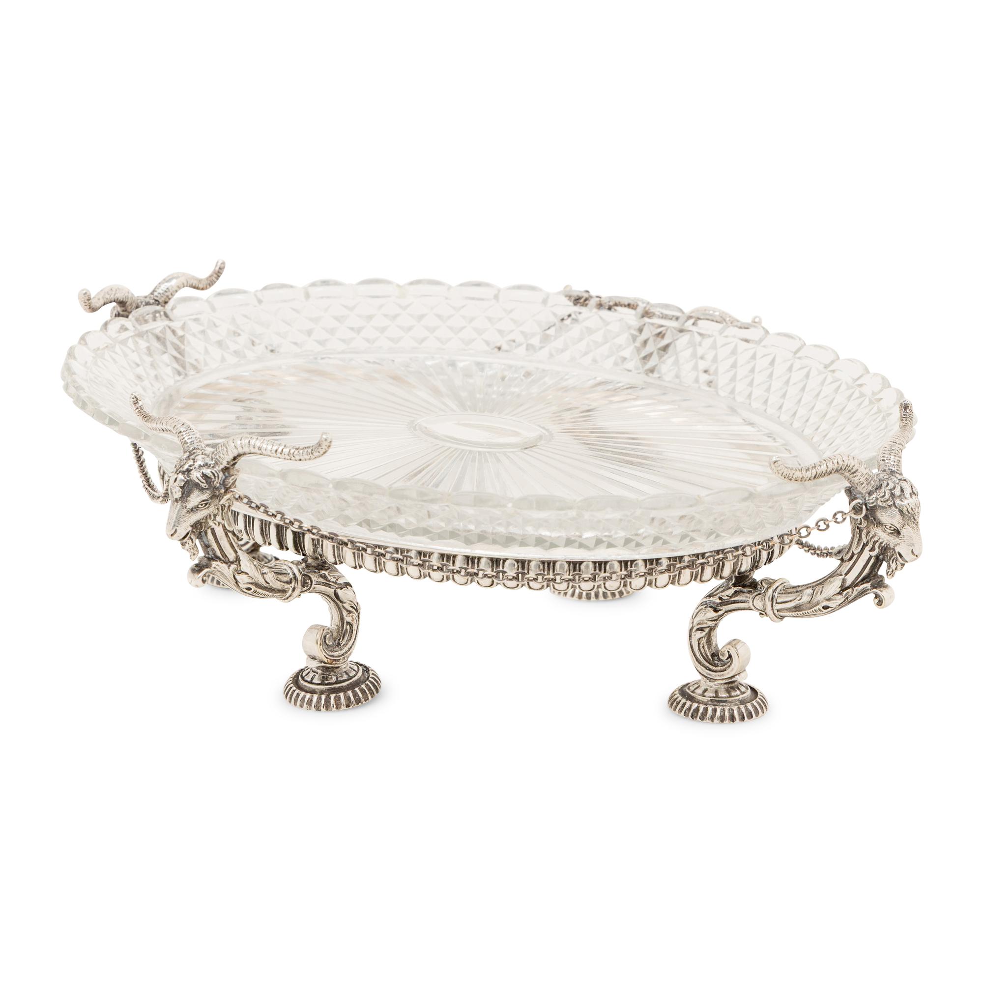 A Baccarat Silvered Bronze Mounted Molded Glass Centerpiece Bowl