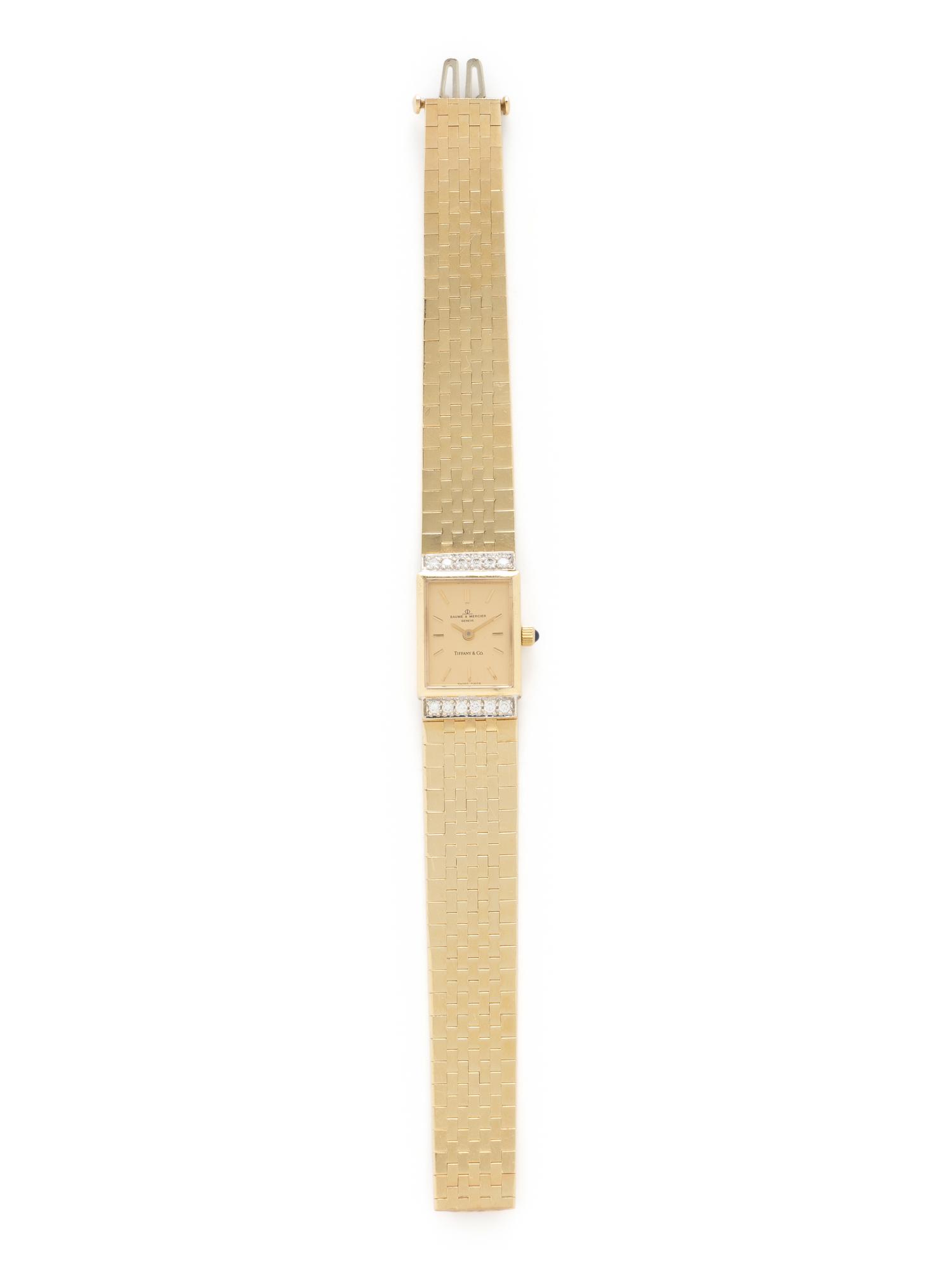 BAUME & MERCIER FOR TIFFANY & CO., YELLOW GOLD AND DIAMOND WATCH