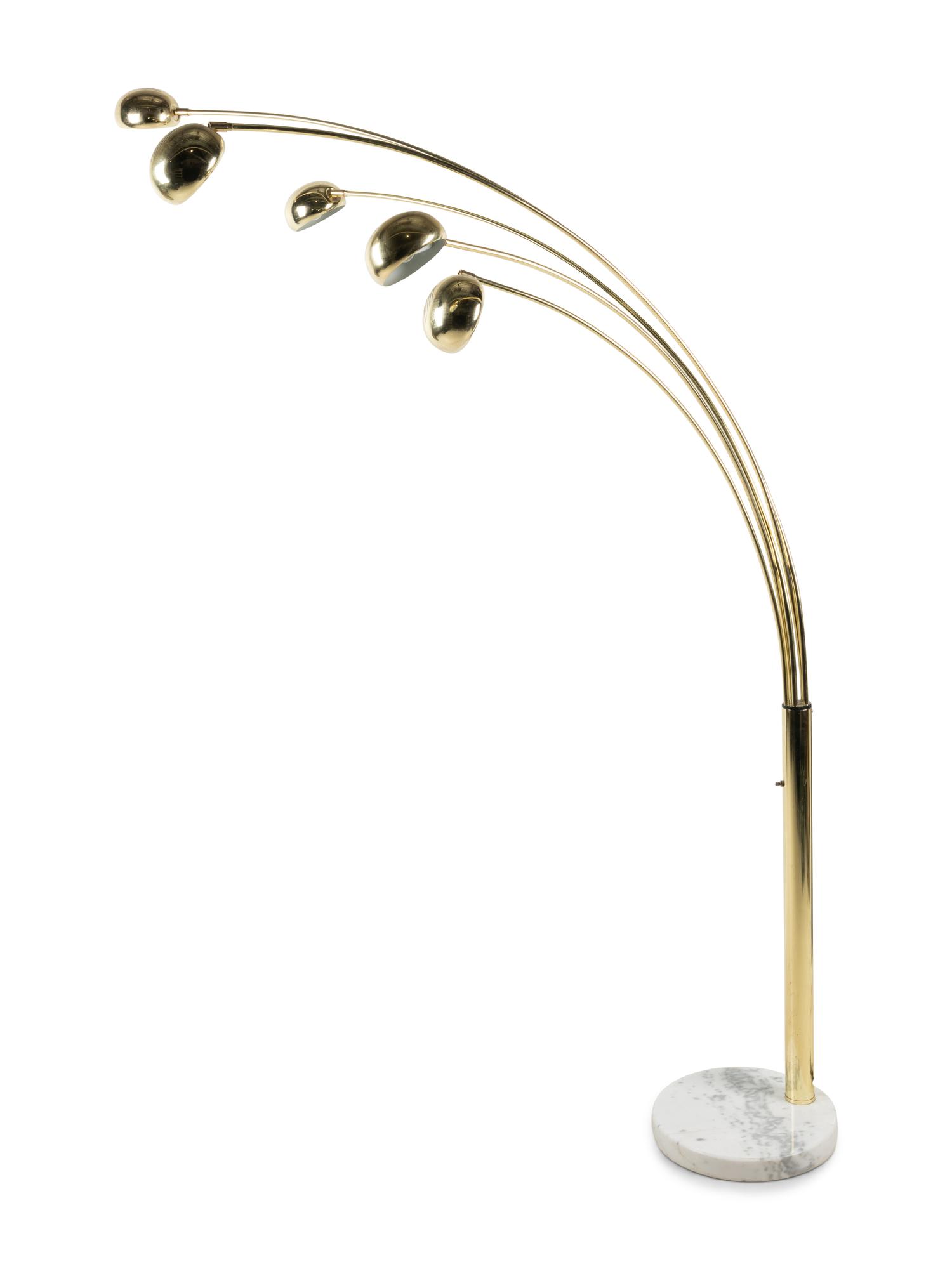 A Modernist Brass Five-Light Floor Lamp
