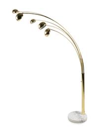 A Modernist Brass Five-Light Floor Lamp