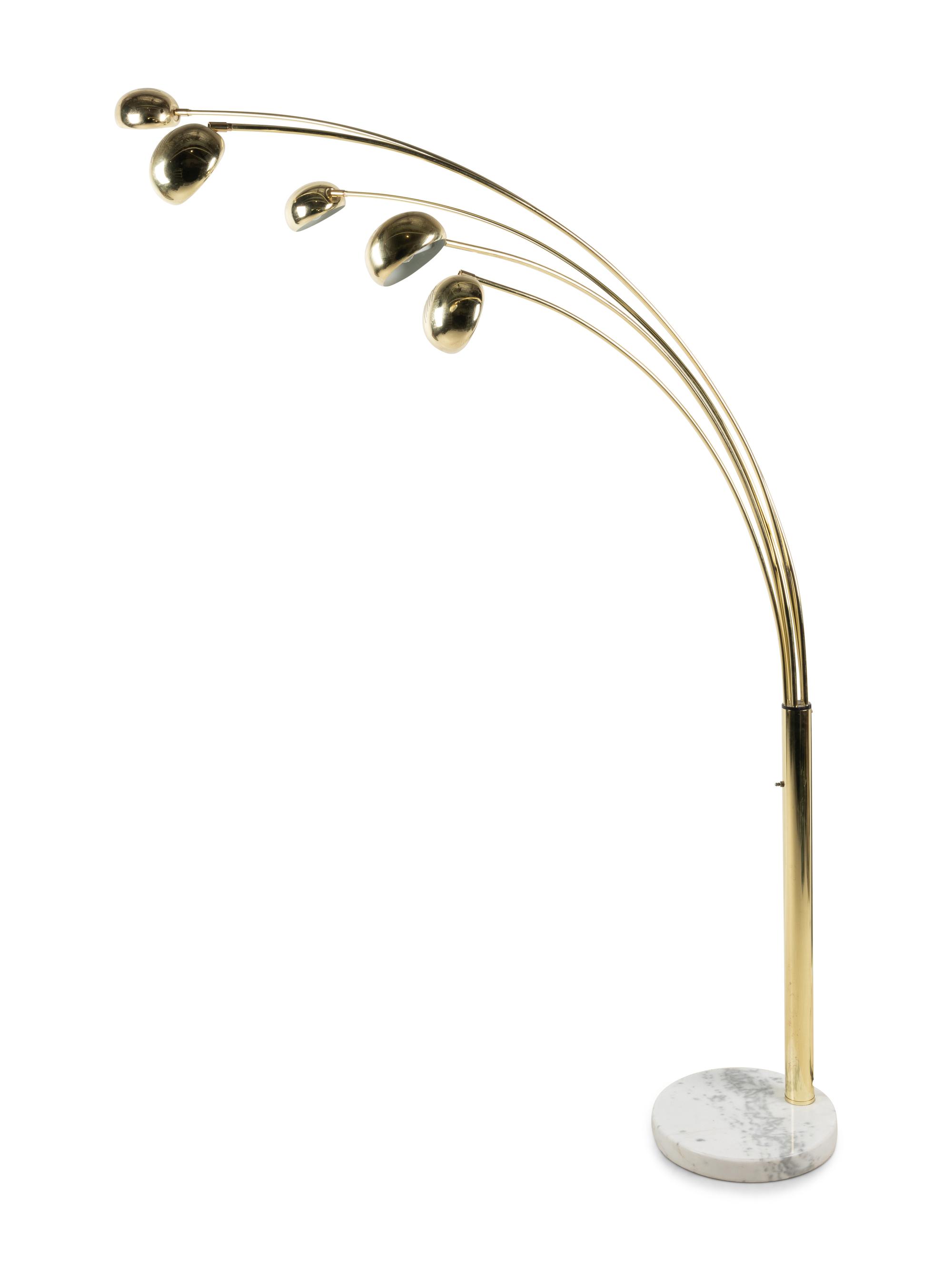 A Modernist Brass Five-Light Floor Lamp
