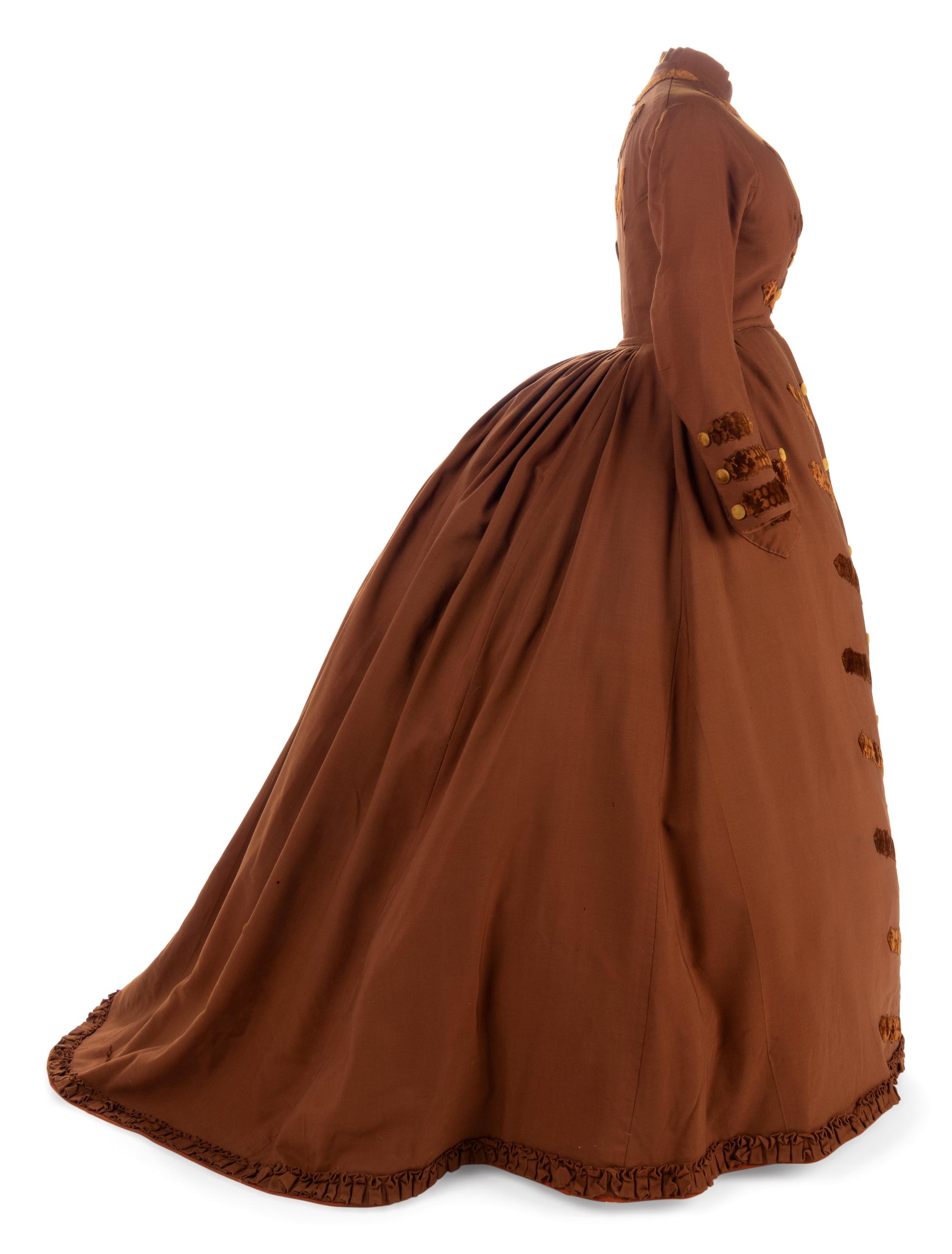 Wool Walking Dress/Coat Trimmed with Velvet, 1860s