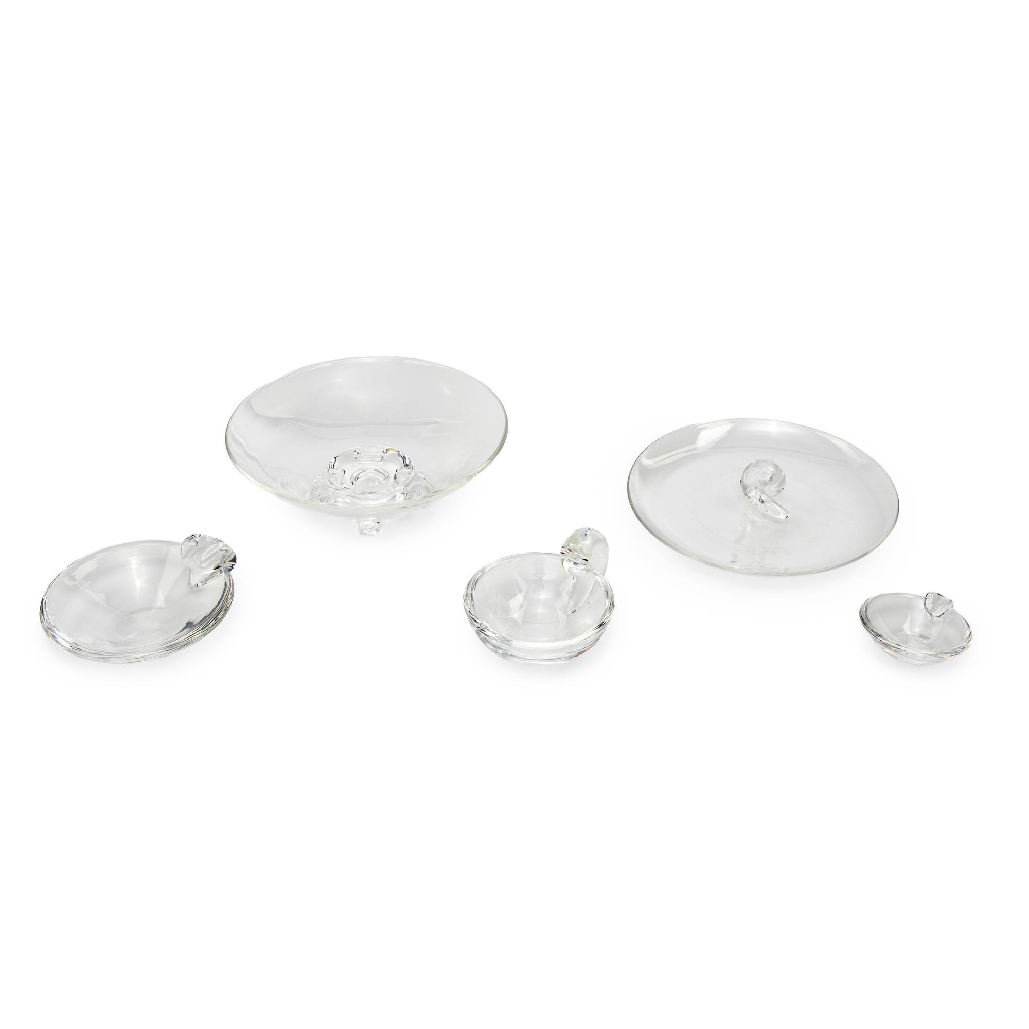 A Group of Five Steuben Glass Table Articles