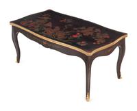 A Louis XV Style Gilt Bronze Mounted and Japanned Black Lacquer Low Table