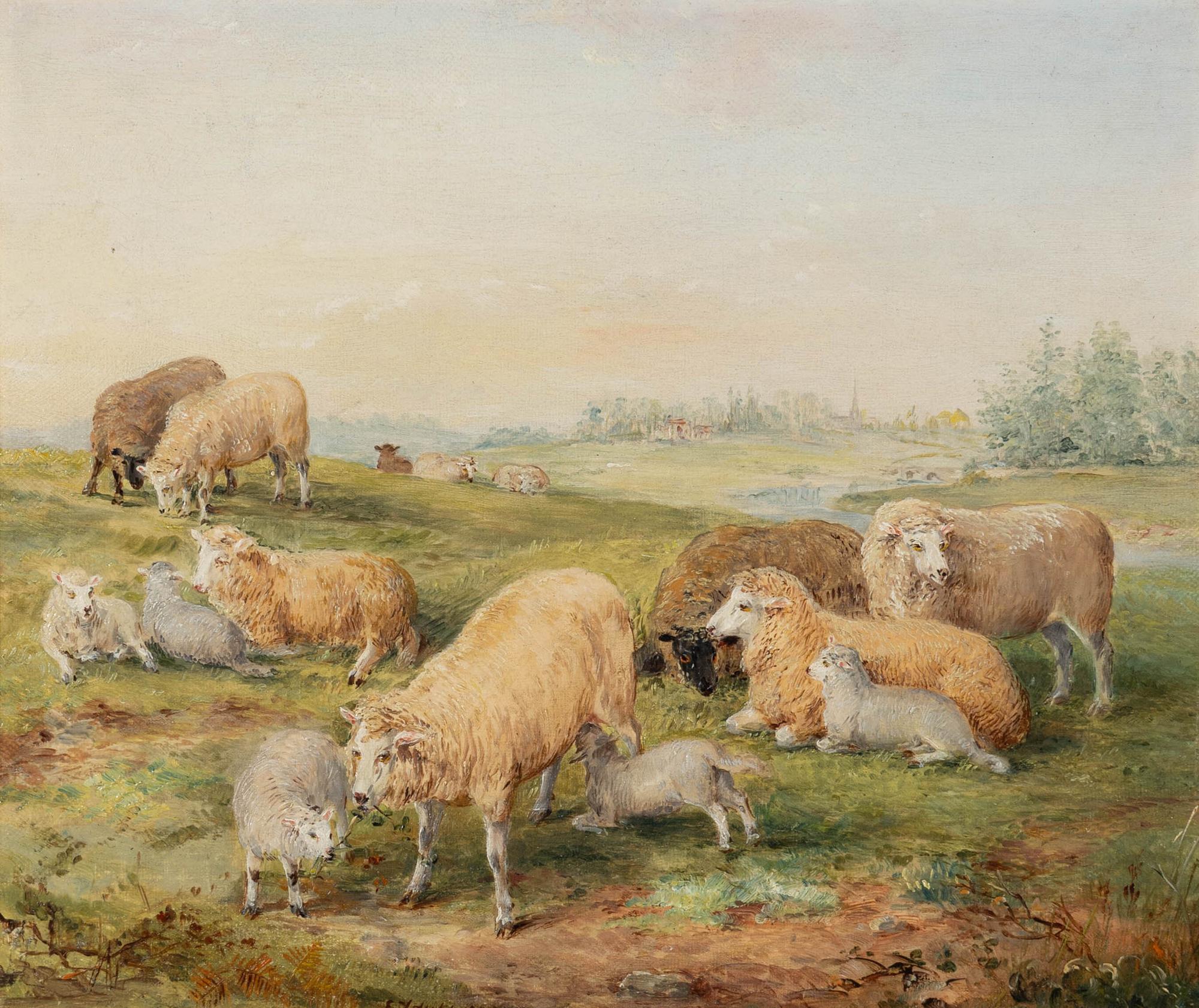 Edwin Frederick Holt (English, 1830-1912) — Herd of Sheep in Summertime