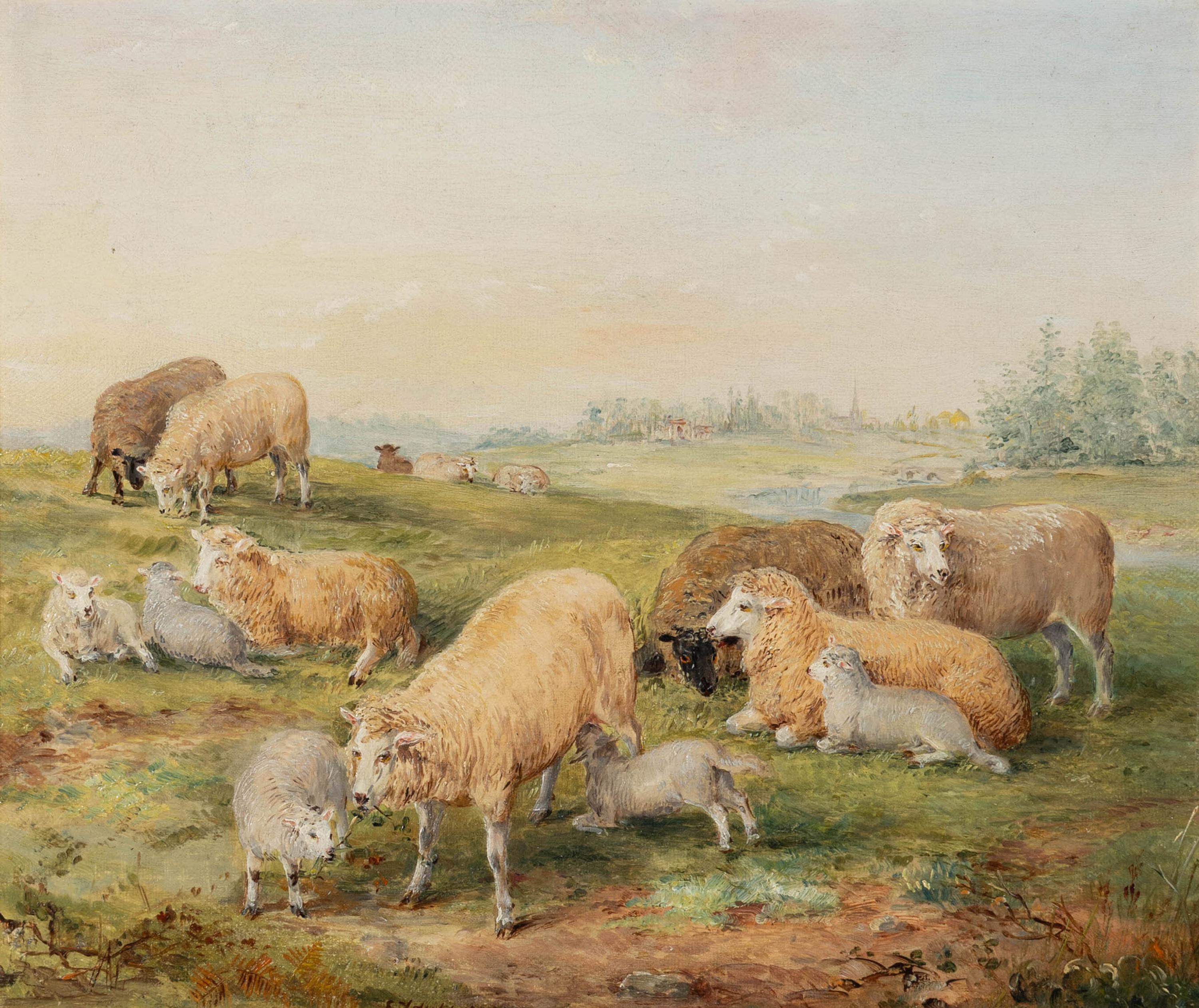 Edwin Frederick Holt (English, 1830-1912) — Herd of Sheep in Summertime