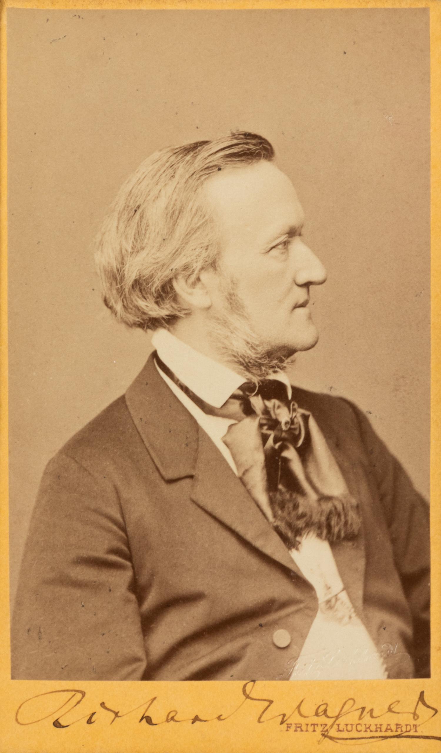 WAGNER, Richard (1813-1883). Carte de visite, signed lower margin (“Richard Wagner”), n.d.