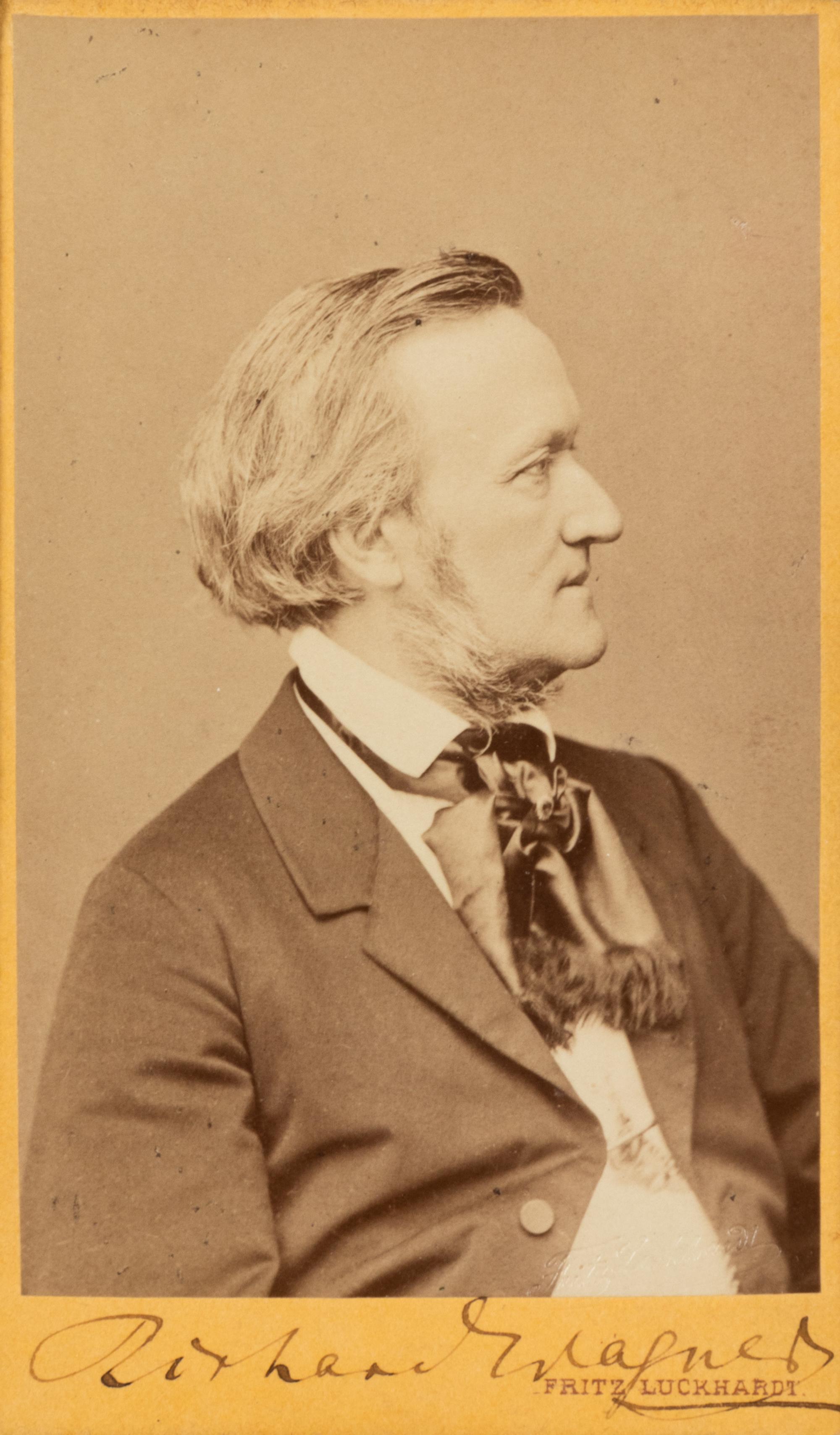 WAGNER, Richard (1813-1883). Carte de visite, signed lower margin (“Richard Wagner”), n.d.