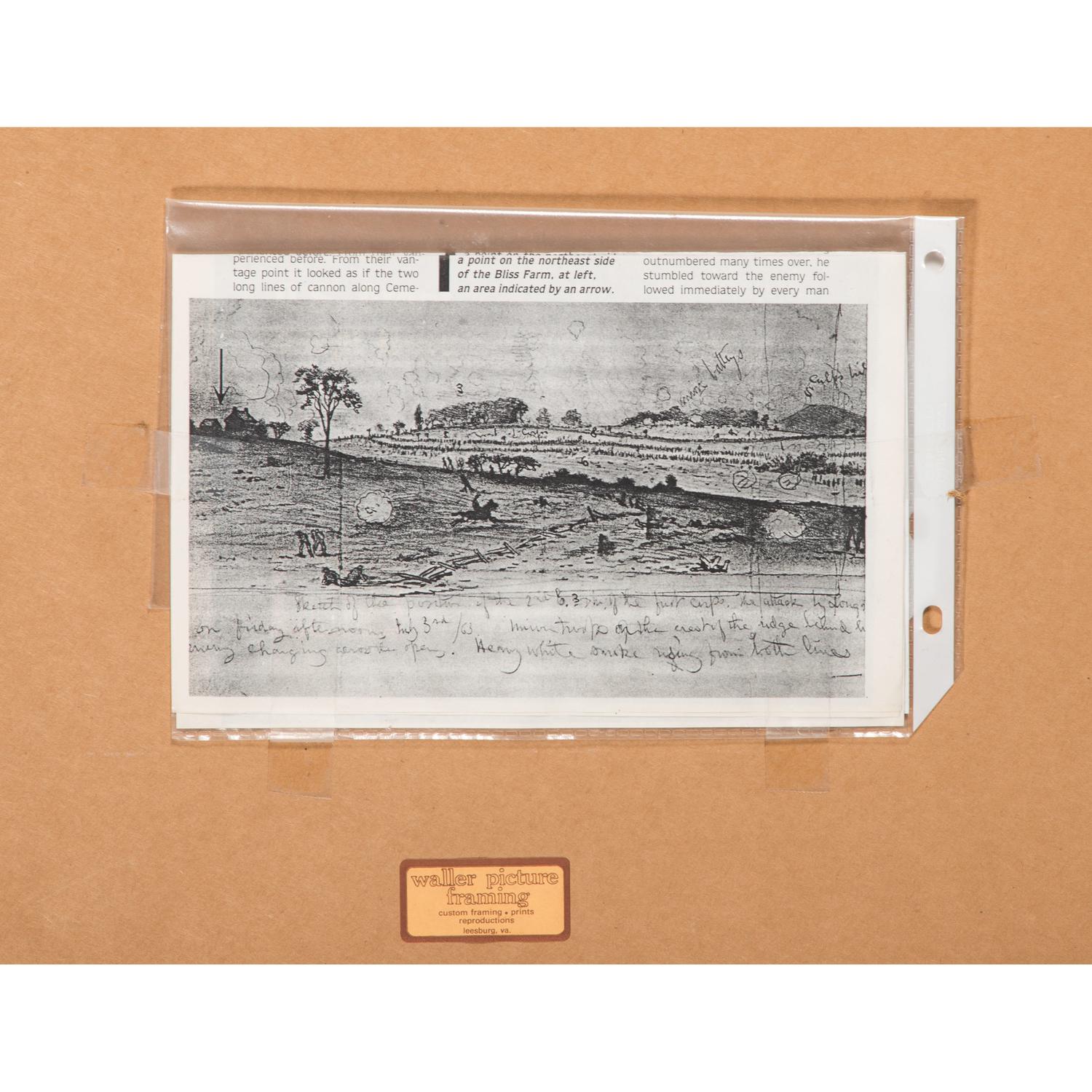 Edwin Forbes, Pen and Ink Sketch Depicting Pickett's Charge at the Battle of Gettysburg