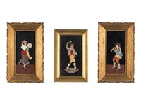 Three Framed Continental Pietra Dura Plaques Depicting Musicians
