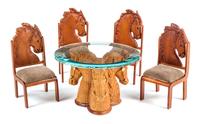 An Equestrian Themed Dining Suite Height of dining chair 3 3/4 inches. — Joe Turner, 1993