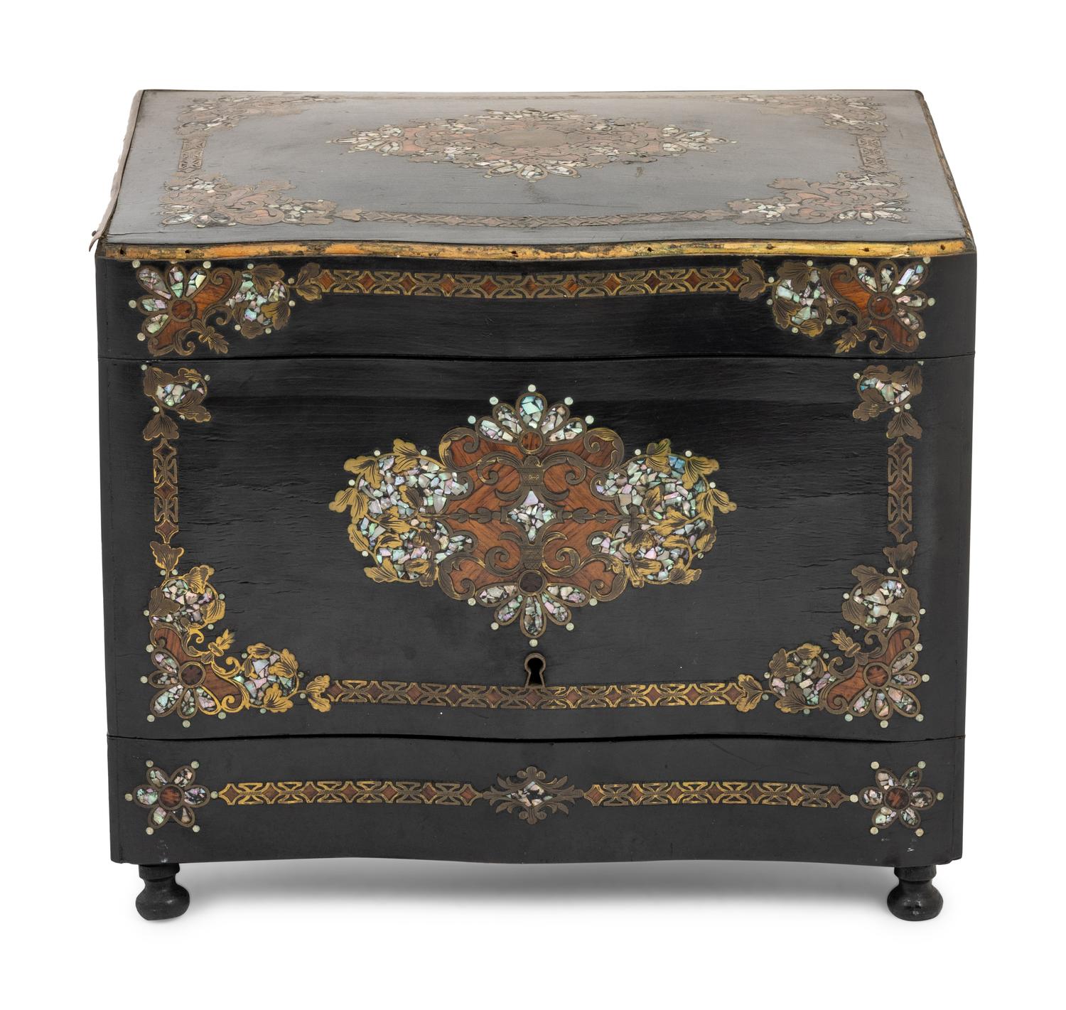 A French Mother-of-Pearl Inlaid Ebonized Cave à Liqueur