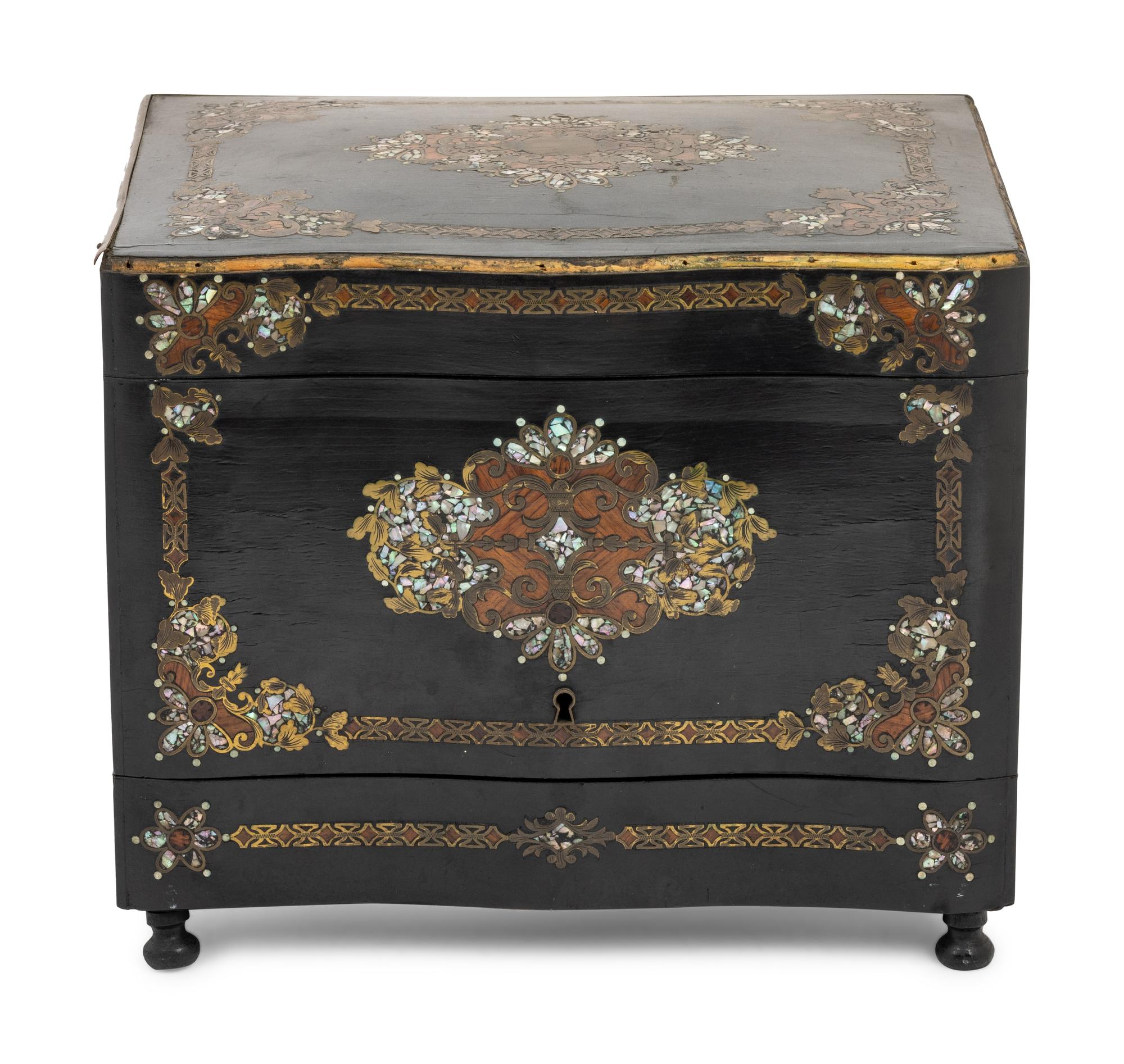 A French Mother-of-Pearl Inlaid Ebonized Cave à Liqueur
