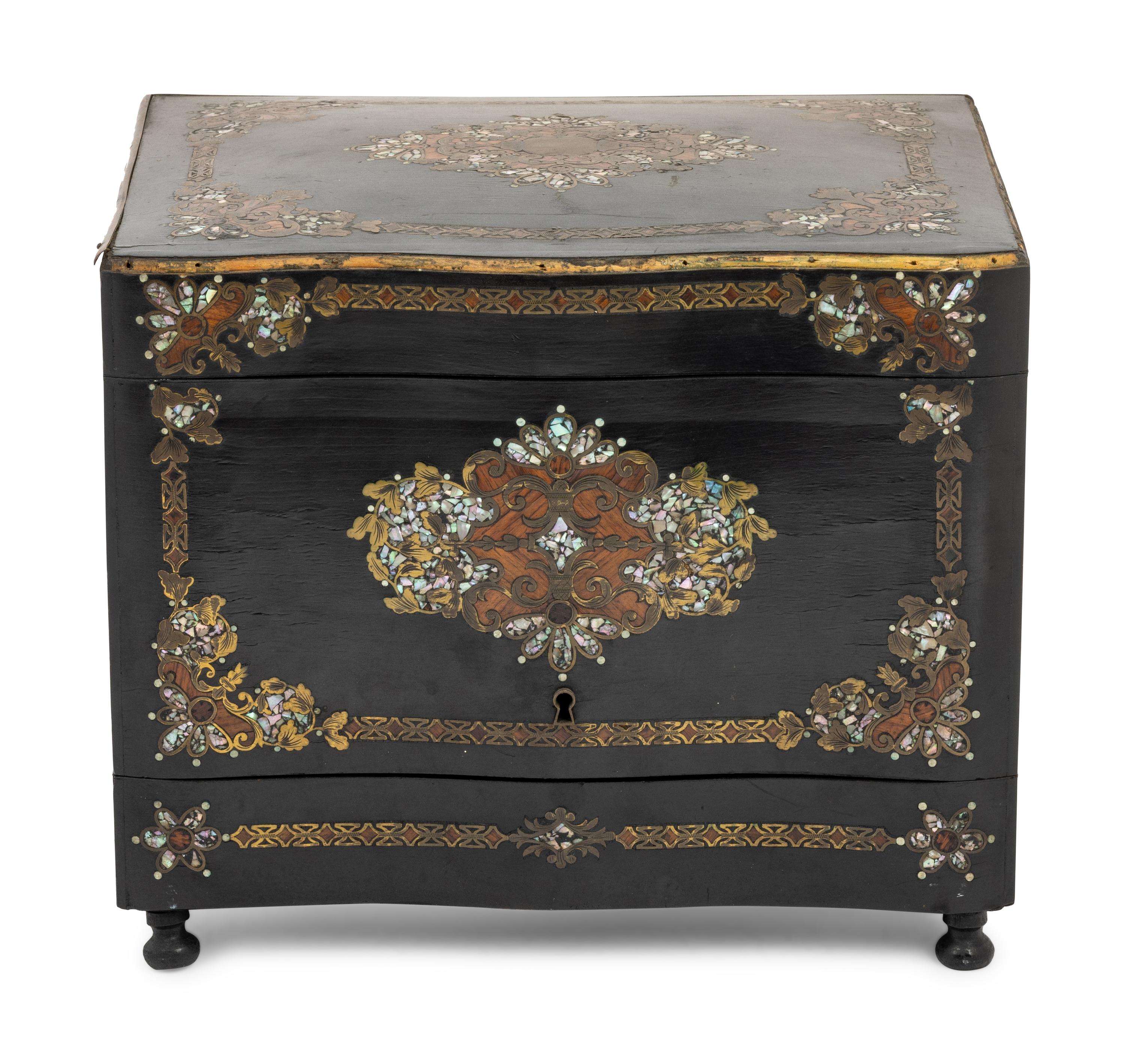 A French Mother-of-Pearl Inlaid Ebonized Cave à Liqueur