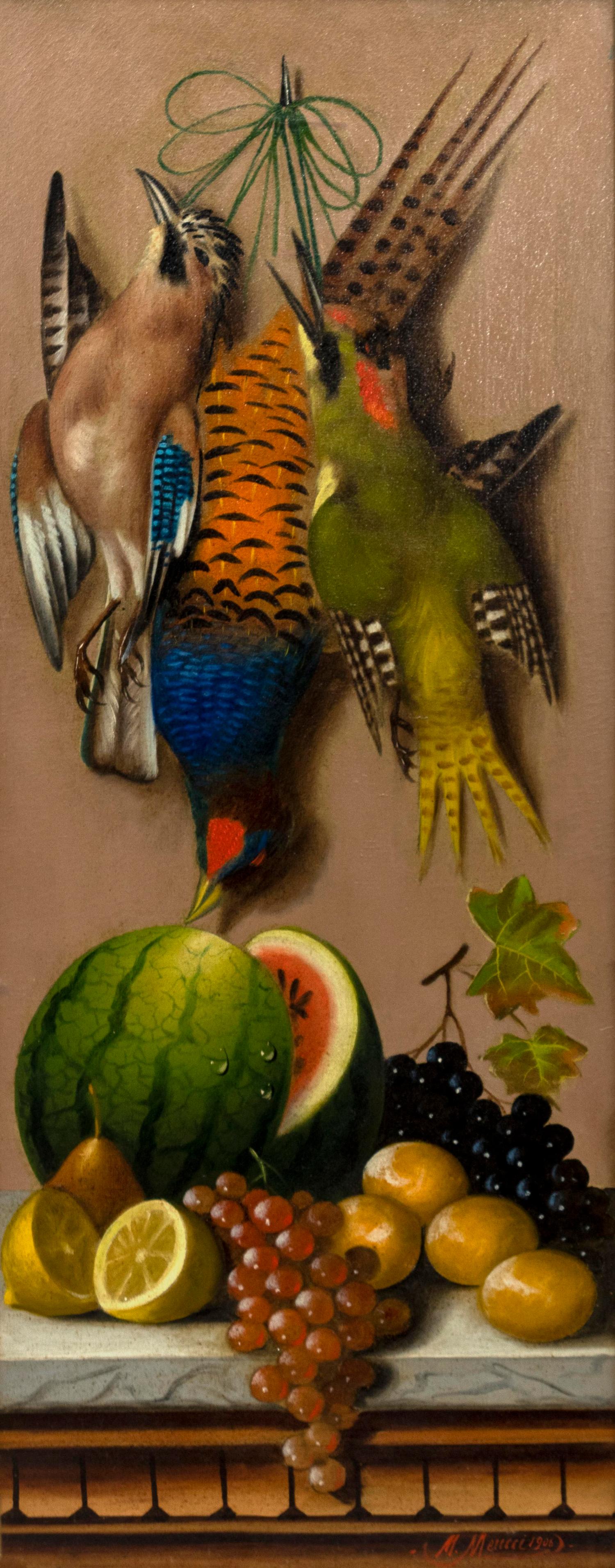 Two Works; Still Life with Hanging Fruit and Game Birds, 1906