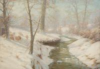 A Creek in a Snowy Landscape