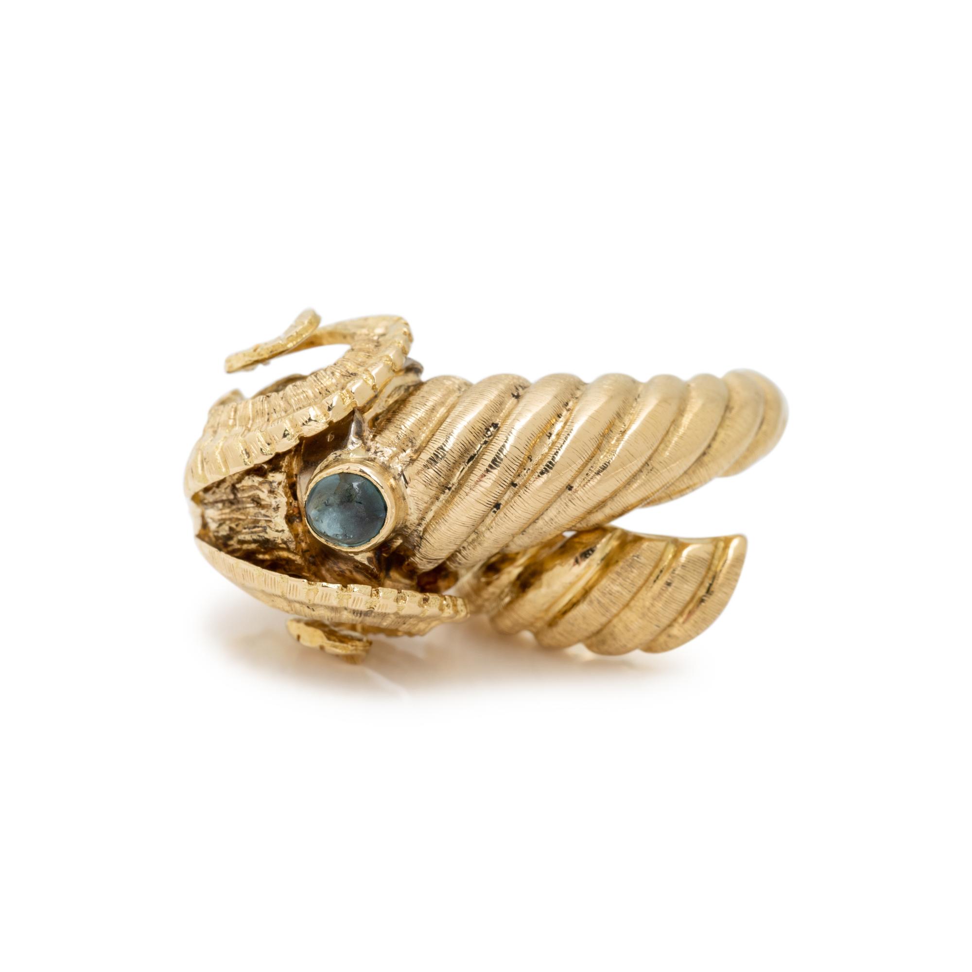 LALAOUNIS, YELLOW GOLD AND GEMSTONE RAM'S HEAD RING