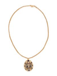 GEMSTONE, PEARL AND DIAMOND SCARAB PENDANT/NECKLACE