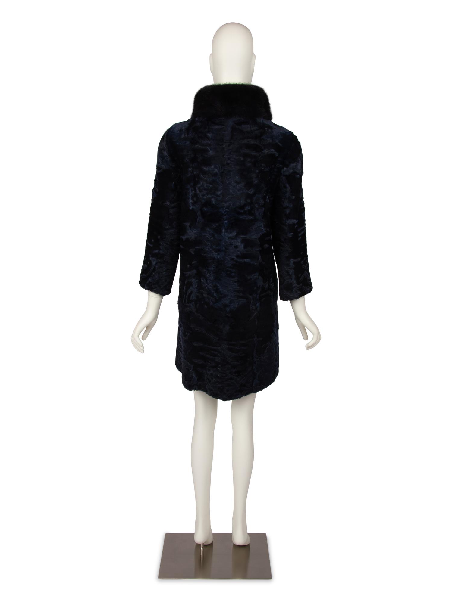 J. Mendel Navy Broadtail and Mink Coat, 2000s