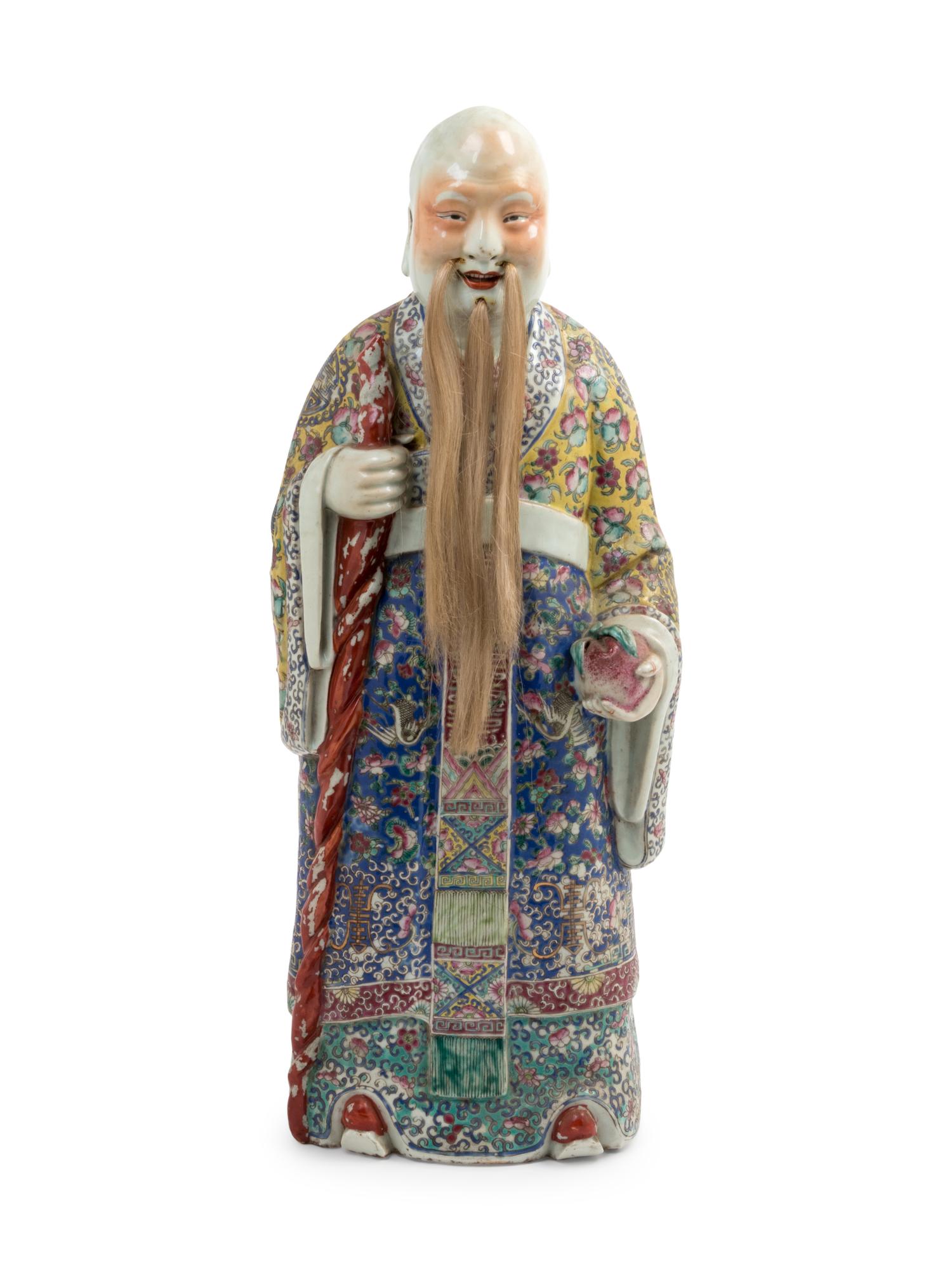 A Large Famille Rose Porcelain Figure of Shoulao