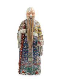 A Large Famille Rose Porcelain Figure of Shoulao
