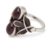 A Sterling Silver and Garnet Ring, Henry Pilstrup for Georg Jensen,