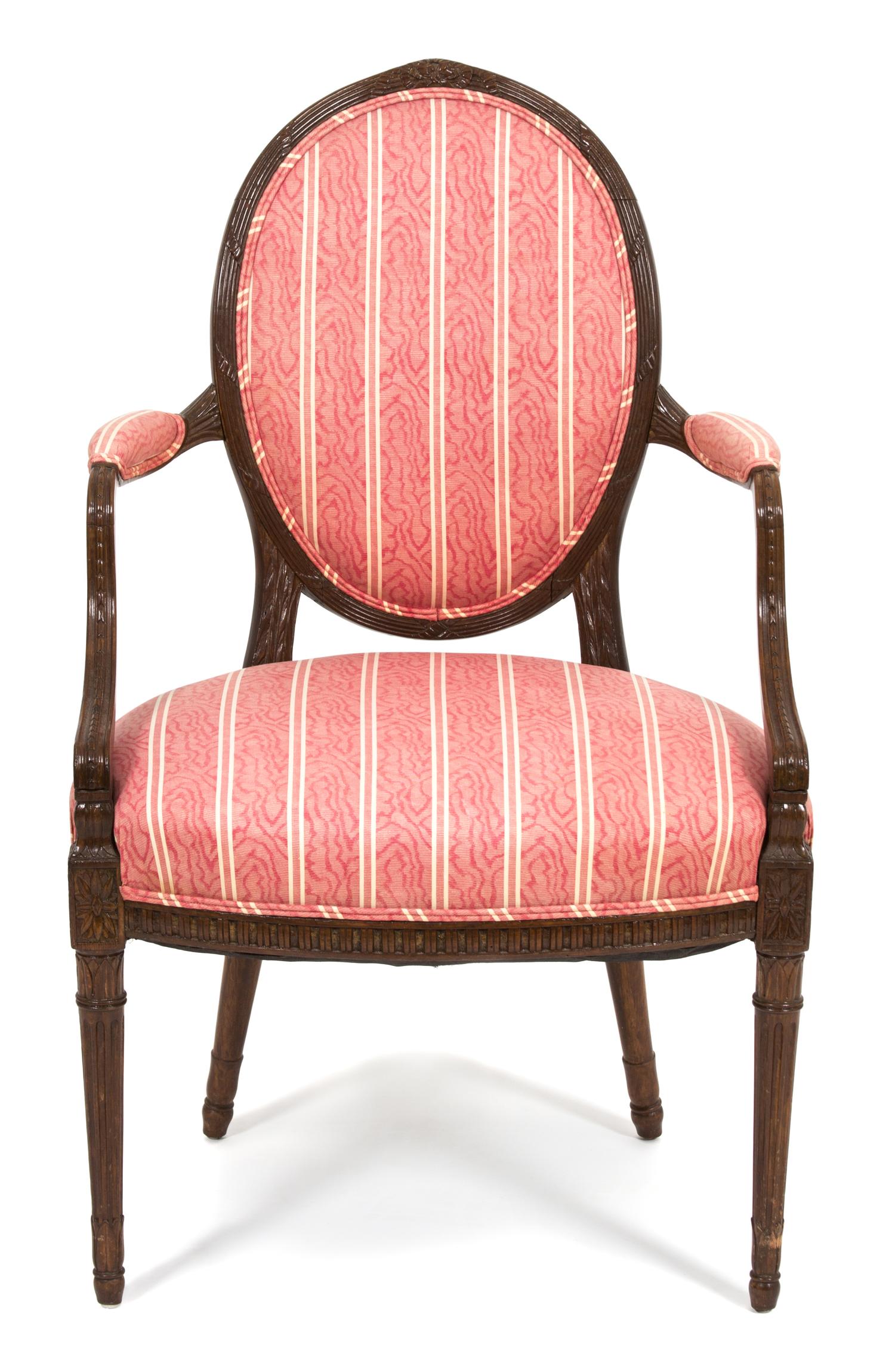 A Louis XVI Style Carved Mahogany Fauteuil — LATE 19TH CENTURY