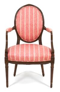 A Louis XVI Style Carved Mahogany Fauteuil — LATE 19TH CENTURY