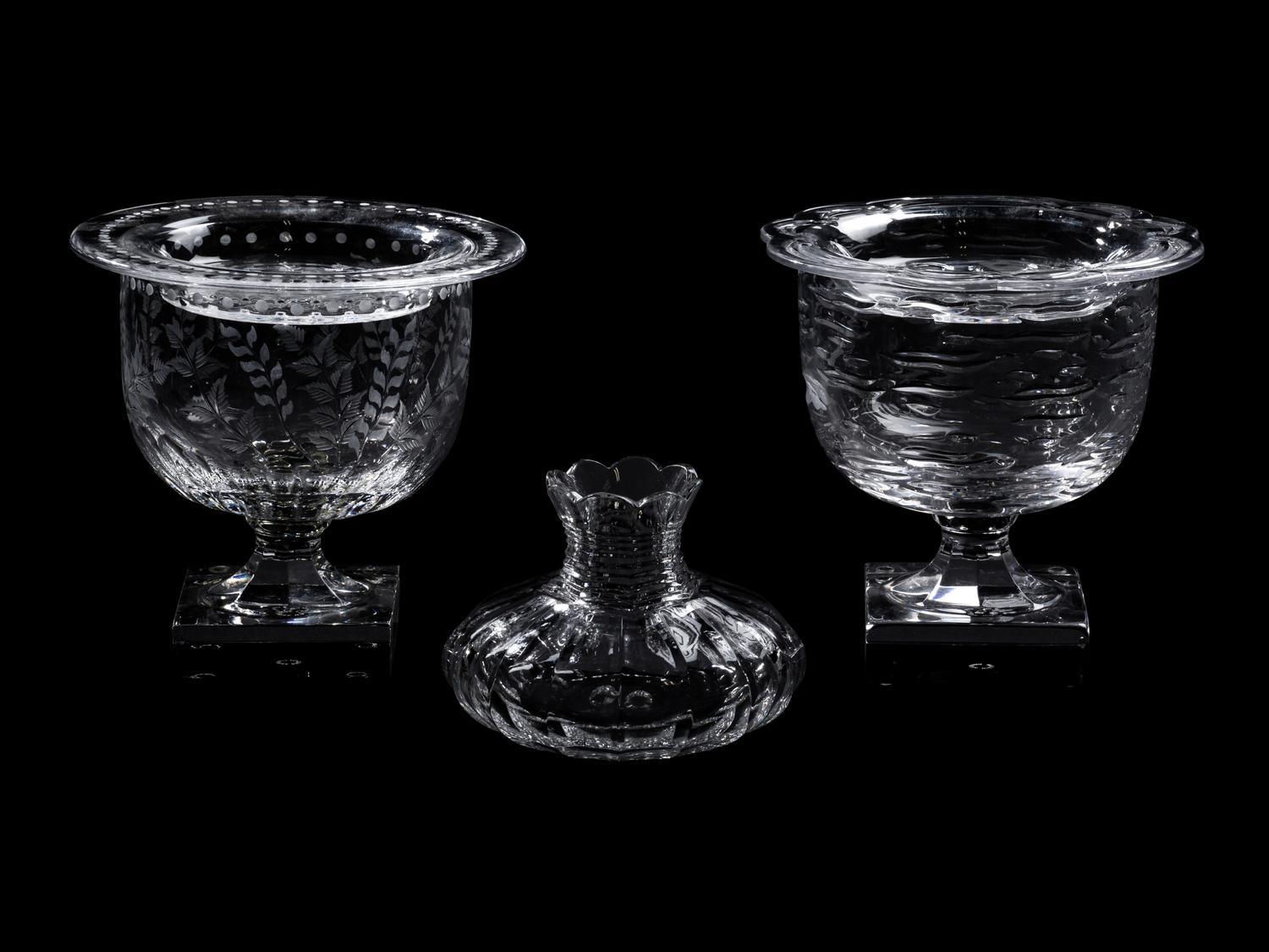 Three William Yeoward Glass Table Articles
