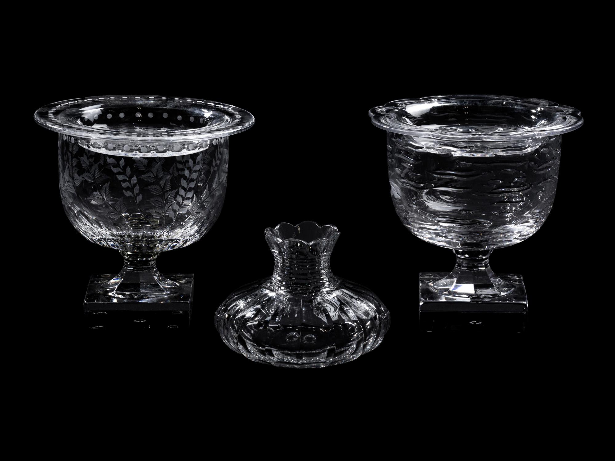 Three William Yeoward Glass Table Articles