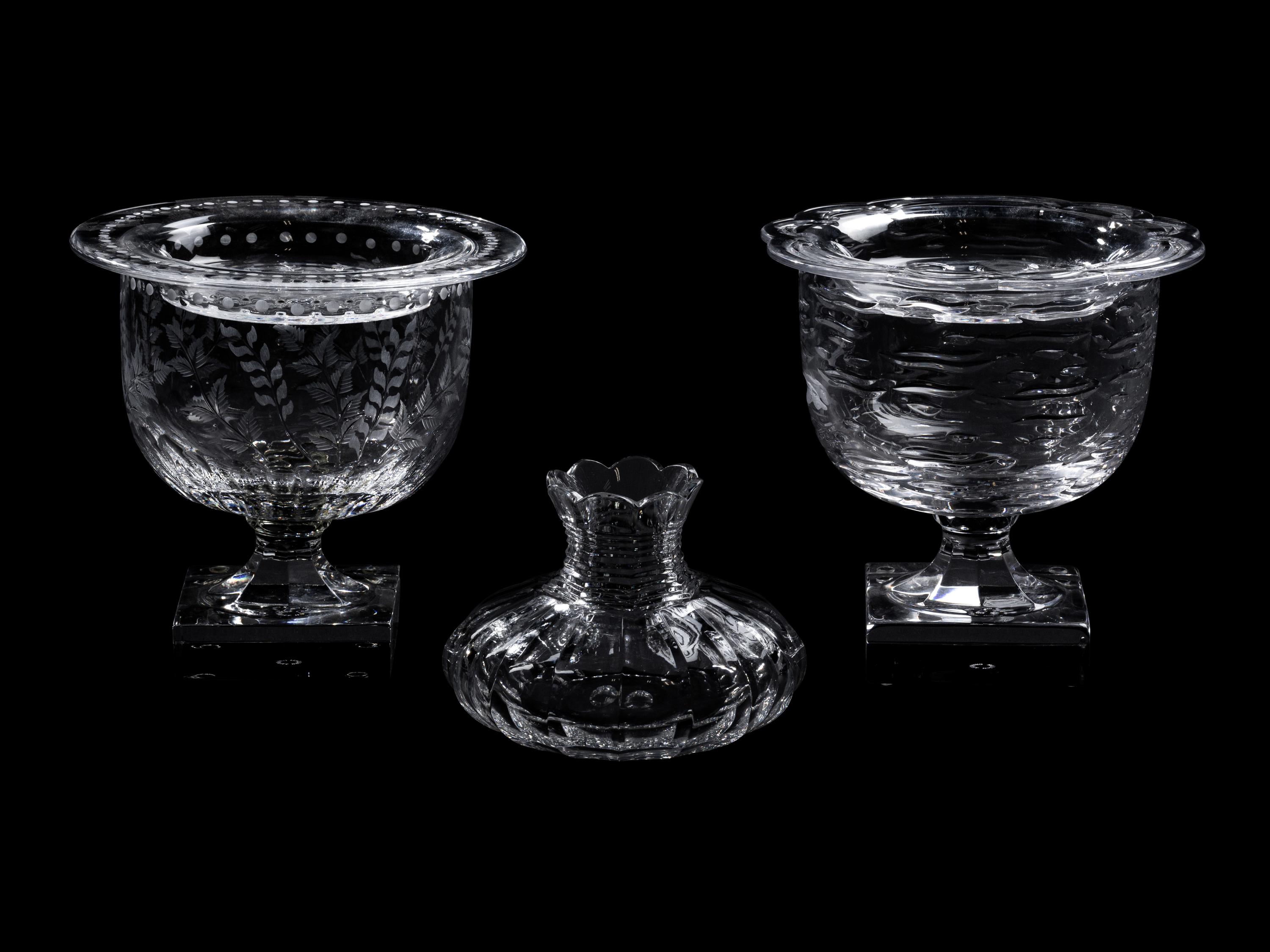 Three William Yeoward Glass Table Articles