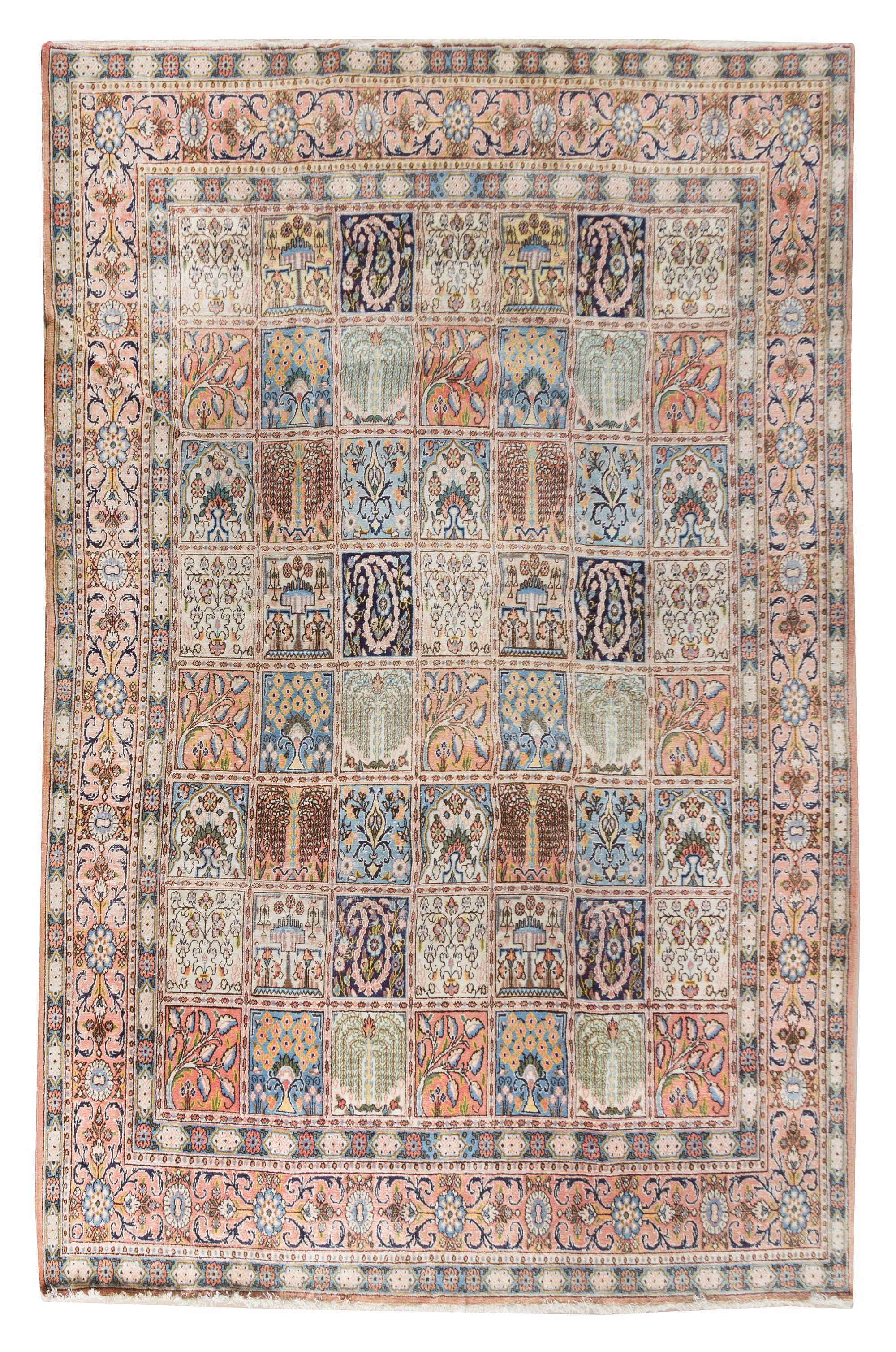 A Bakhtiari Wool Garden Rug 12 feet 4 inches x 9 feet 2 inches.