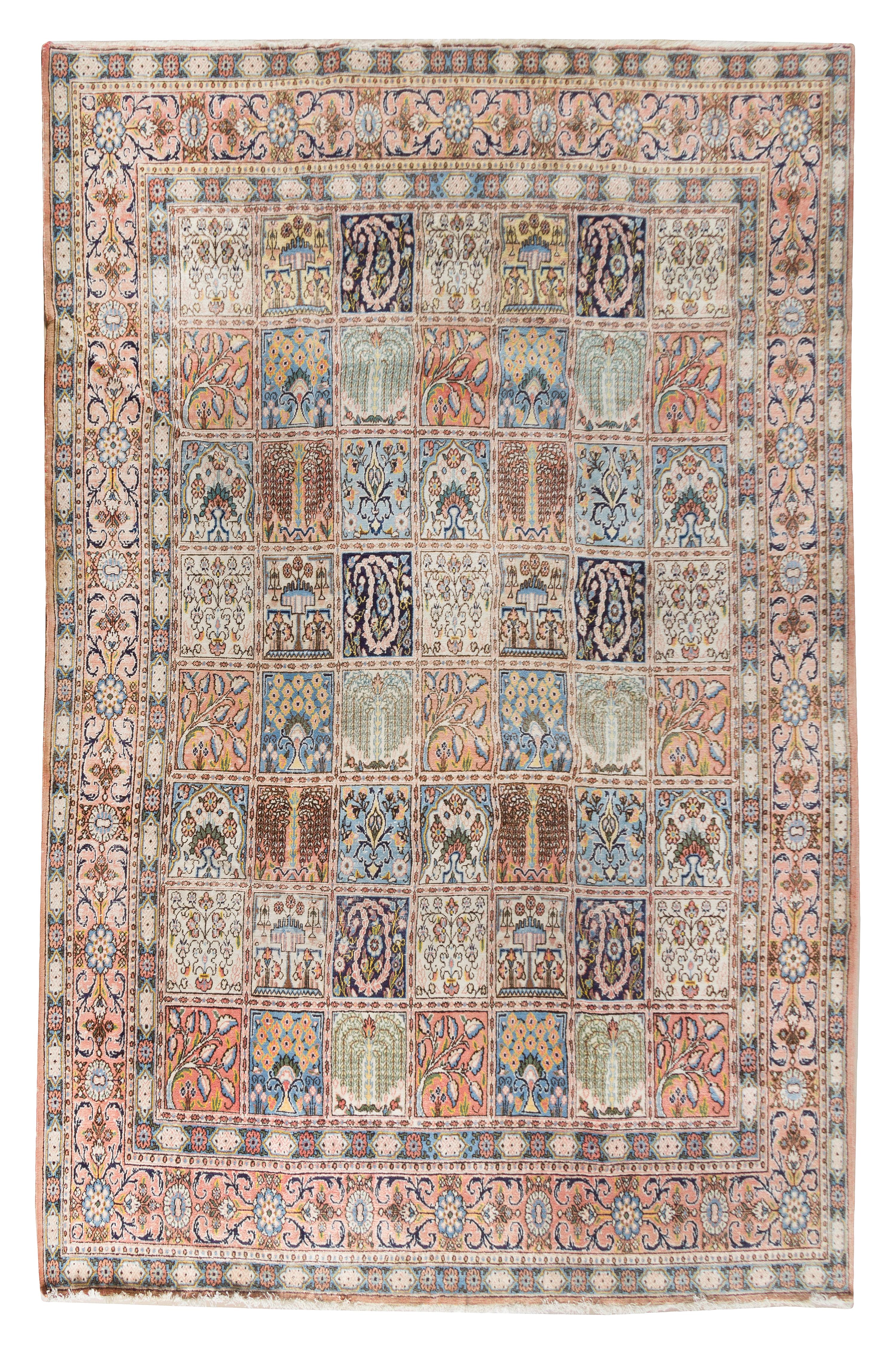 A Bakhtiari Wool Garden Rug 12 feet 4 inches x 9 feet 2 inches.