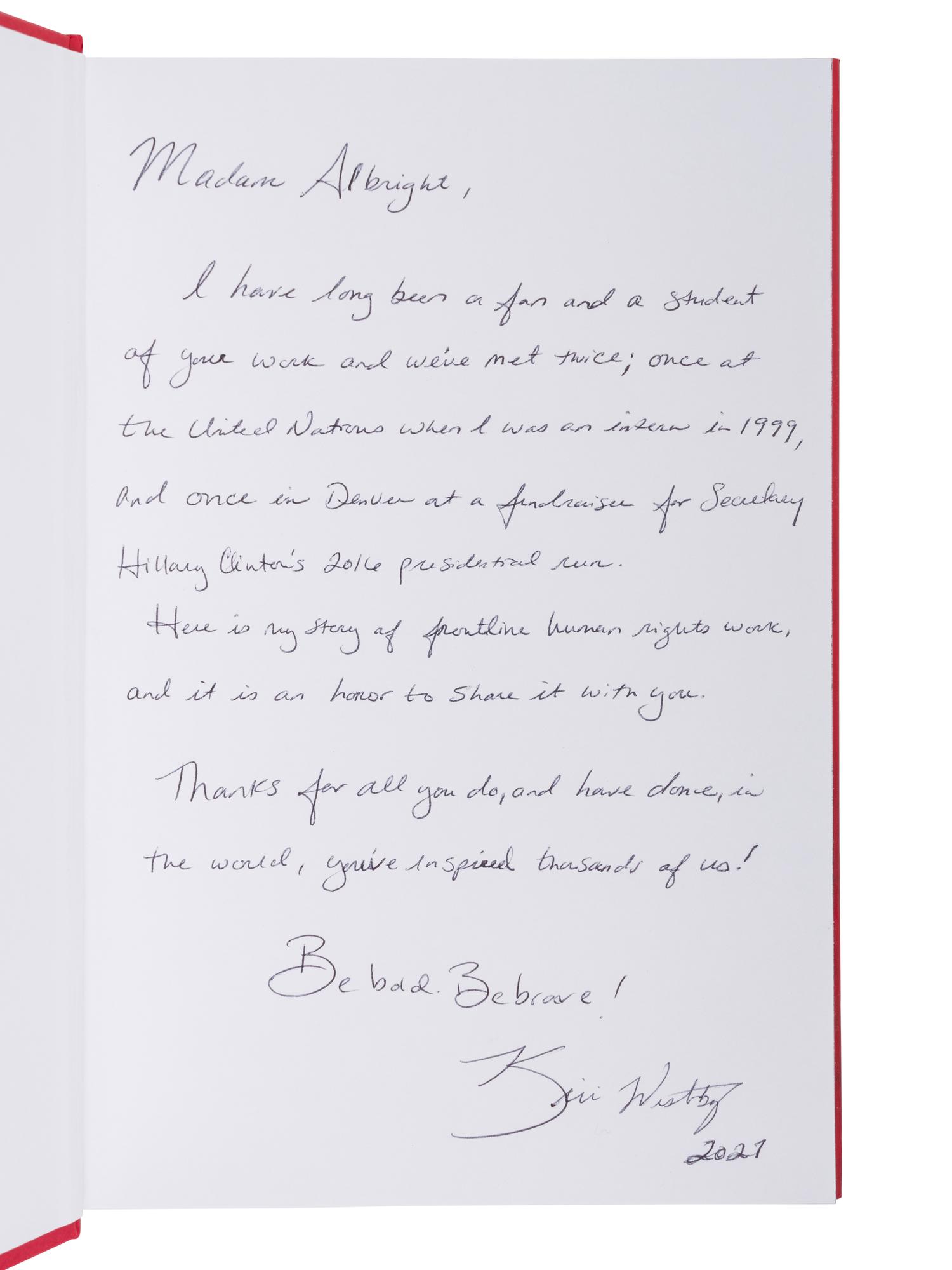 MEMOIRS A group of 7 works, most FIRST EDITIONS INSCRIBED TO SECRETARY ALBRIGHT: