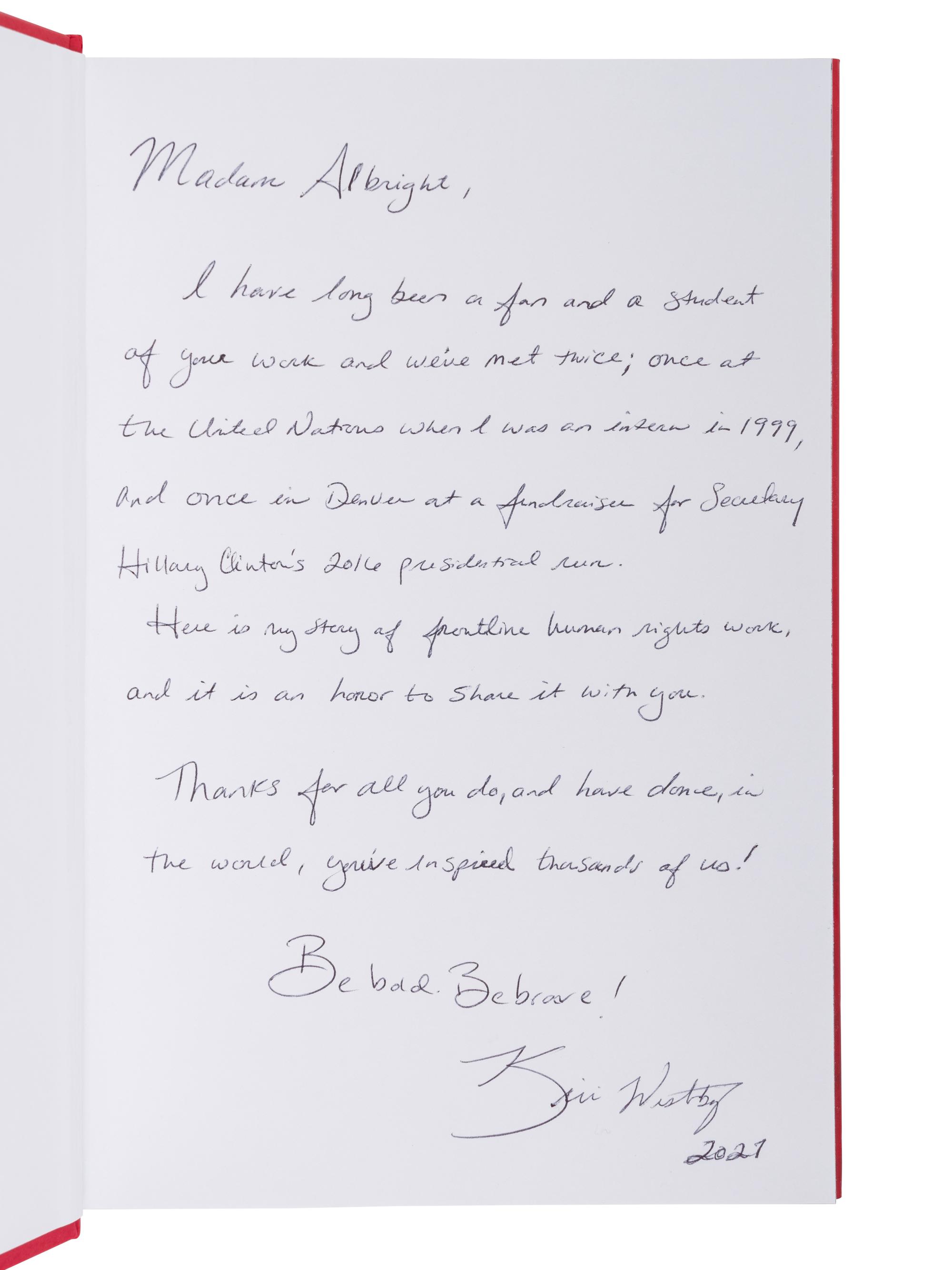 MEMOIRS A group of 7 works, most FIRST EDITIONS INSCRIBED TO SECRETARY ALBRIGHT: