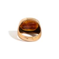 A Neoclassical Carnelian and Gold Finger Ring with a Roman Triumvir