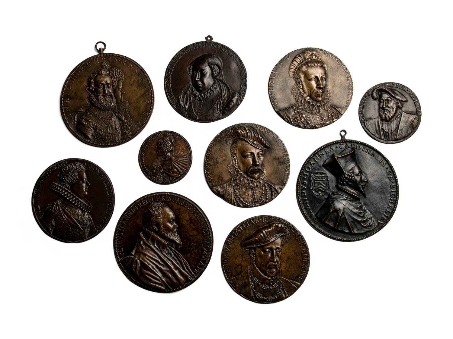 Ten Continental Bronze Bas Relief Portrait Plaques