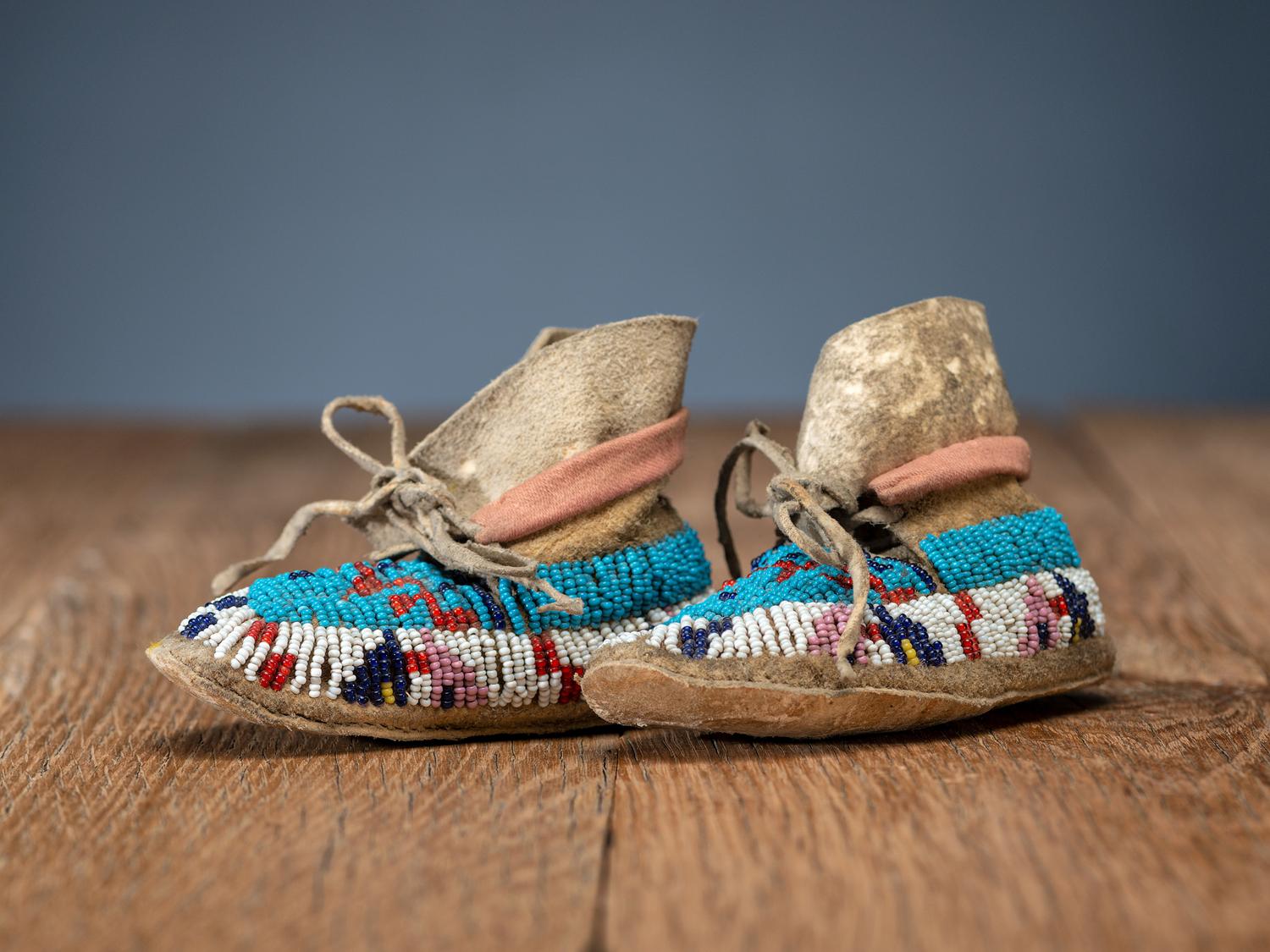 Plains Infant's Beaded Hide Moccasins