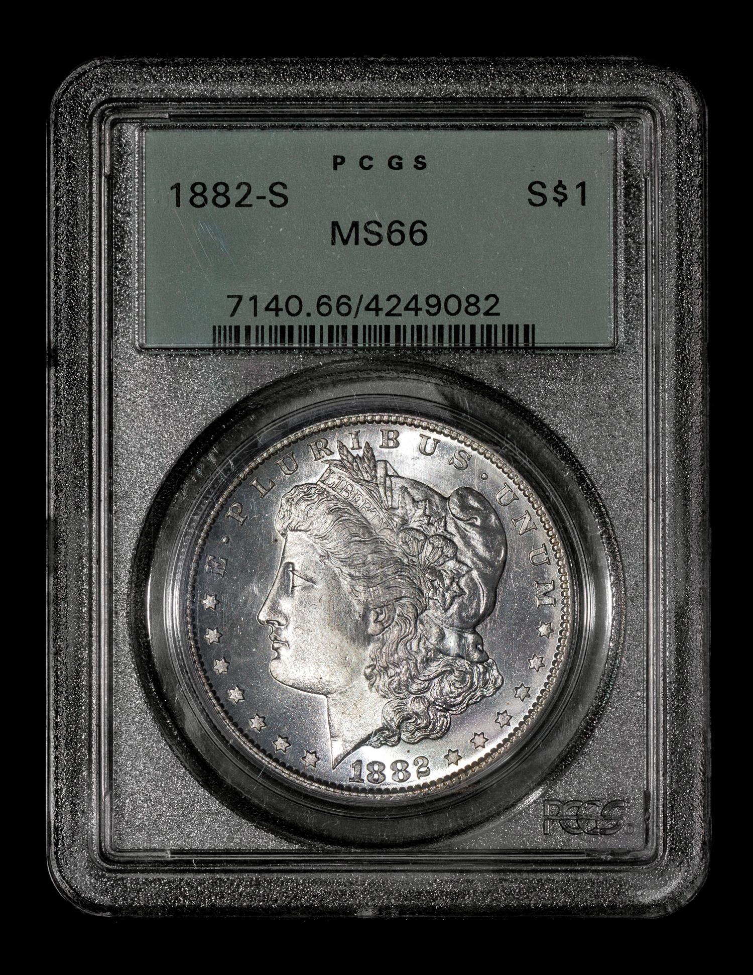 A United States 1882-S Morgan Silver $1 Coin — PCGS graded MS66
