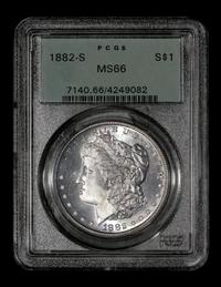 A United States 1882-S Morgan Silver $1 Coin — PCGS graded MS66