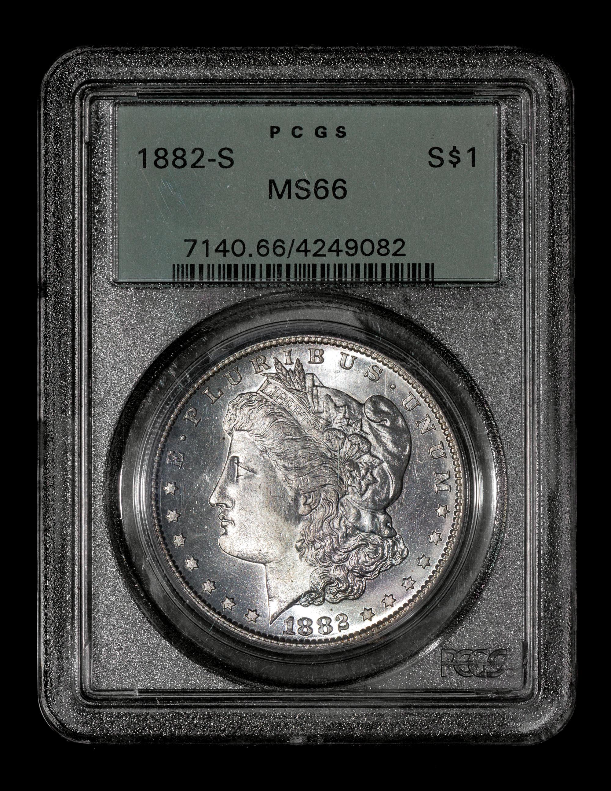 A United States 1882-S Morgan Silver $1 Coin — PCGS graded MS66