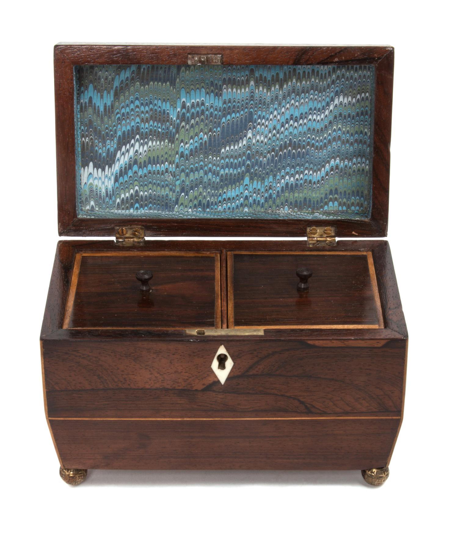 A Regency Rosewood Tea Caddy Height 6 x width 8 x depth 4 1/2 inches.