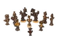 A Collection of French Art Nouveau Cast Metal Small Busts