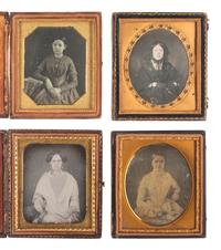 [EARLY PHOTOGRAPHY]. 15 sixth plate daguerreotypes featuring women posed with fans, purses, floral arrangements, and other objects.