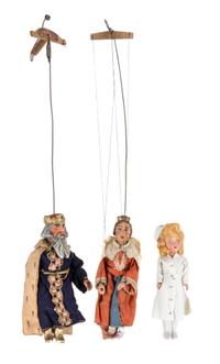 A Group of Five Marionette Puppets Length of longest 22 1/4 inches.